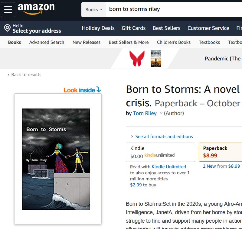 Amazon page for <i>Born to Storms</i>